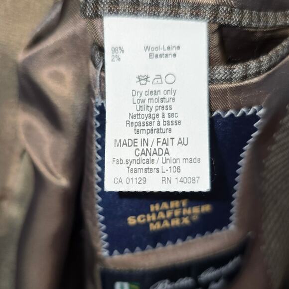 Hart Schaffner Marx Botto Giuseppe Biella Italy Shepard's Check Wool Blend 42R - Picture 6 of 12